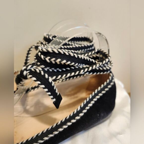 Furla "Bouganville" Blak Suede Laceup Ballet Flats Sz.7.5/38.5 Ret$295 w/Dustbag - Picture 7 of 16